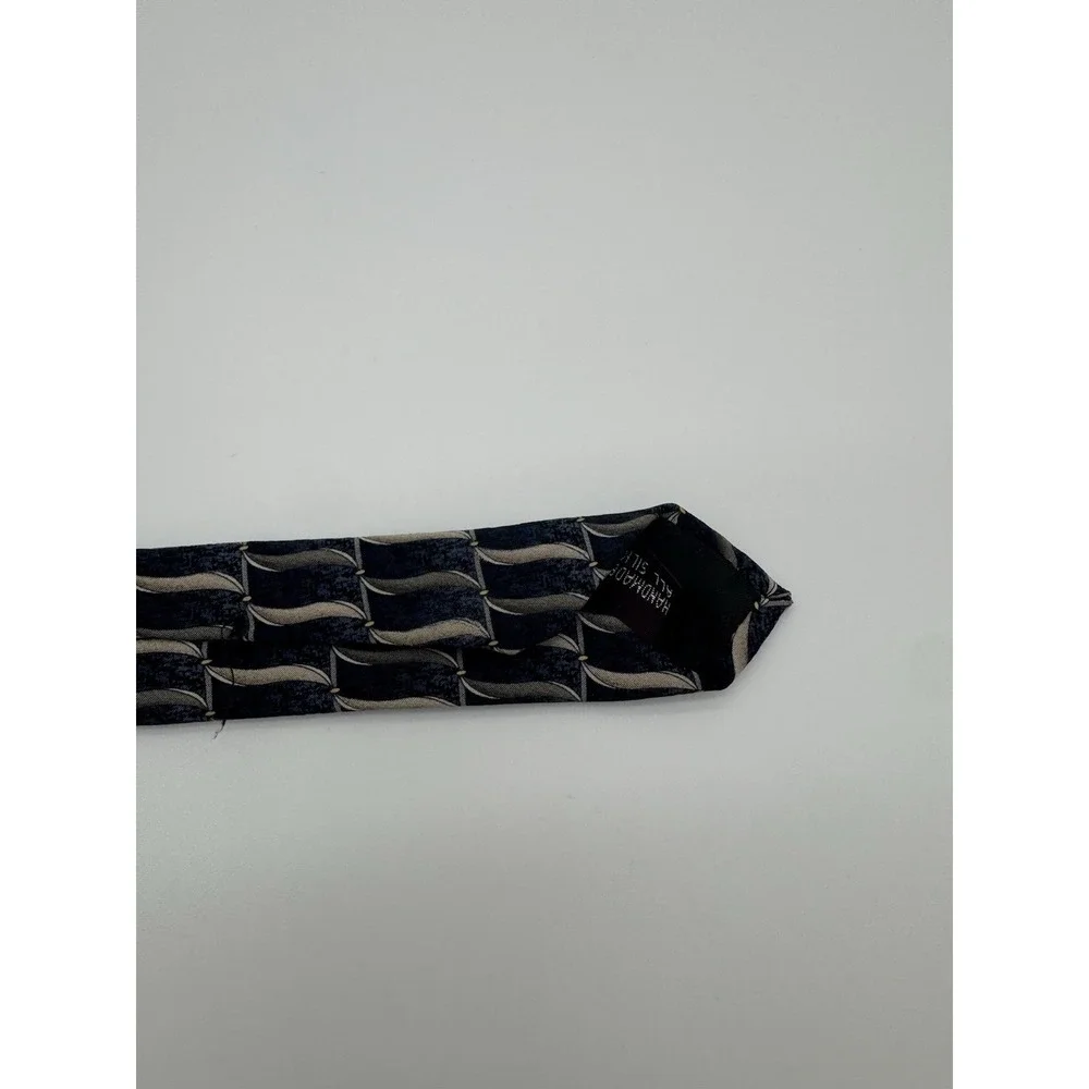 Umberto Bossi Silk Tie Blue Geometric Italy Roma Milano Classic Necktie